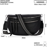 Bauchtasche  Umhängetasche Crossbody-Bag Hüfttasche Kunstleder Italy-Design