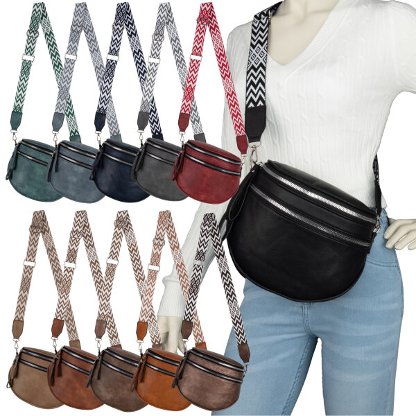 Bauchtasche Umhängetasche Crossbody-Bag Hüfttasche Kunstleder Italy-Design