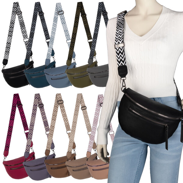 Bauchtasche Umhängetasche Crossbody-Bag Hüfttasche Kunstleder Italy-Design