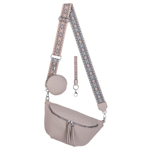 Bauchtasche  Umhängetasche Crossbody-Bag Hüfttasche Kunstleder Italy-Design CREAM