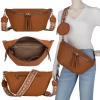 Bauchtasche  Umhängetasche Crossbody-Bag Hüfttasche Kunstleder Italy-Design CREAM