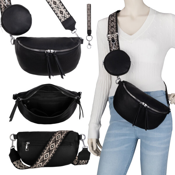 Bauchtasche  Umhängetasche Crossbody-Bag Hüfttasche Kunstleder Italy-Design