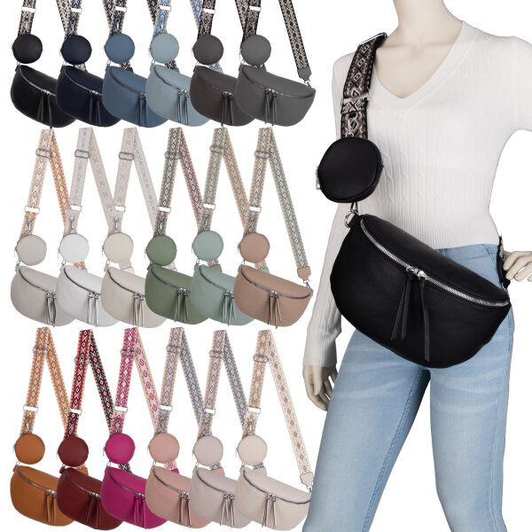 Bauchtasche  Umhängetasche Crossbody-Bag Hüfttasche Kunstleder Italy-Design