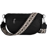 Bauchtasche  Umhängetasche Crossbody-Bag Hüfttasche Kunstleder Italy-Design BLACK