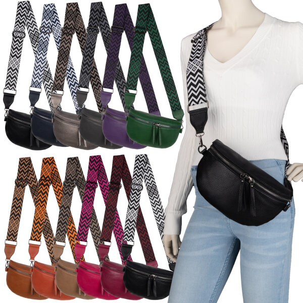 Bauchtasche Umhängetasche Crossbody-Bag Hüfttasche Kunstleder Italy-Design