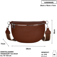 Bauchtasche XL Umhängetasche Crossbody-Bag Hüfttasche Kunstleder Italy-Design