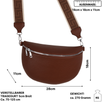 Bauchtasche XL Umhängetasche Crossbody-Bag Hüfttasche Kunstleder Italy-Design