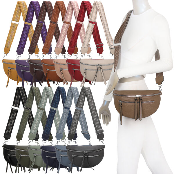 Bauchtasche Umhängetasche Crossbody-Bag Hüfttasche Kunstleder Italy-Design