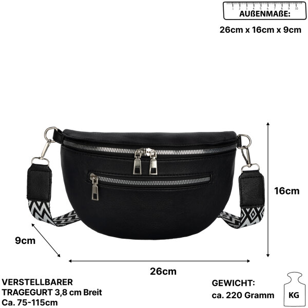 Bauchtasche Umhängetasche Crossbody-Bag Hüfttasche Kunstleder Italy-Design