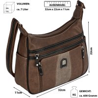 Damen Tasche Schultertasche Umhängetasche Crossover Bag Leder Optik Handtasche BRAUN-TAN