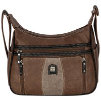 Damen Tasche Schultertasche Umhängetasche Crossover Bag Leder Optik Handtasche BRAUN-TAN