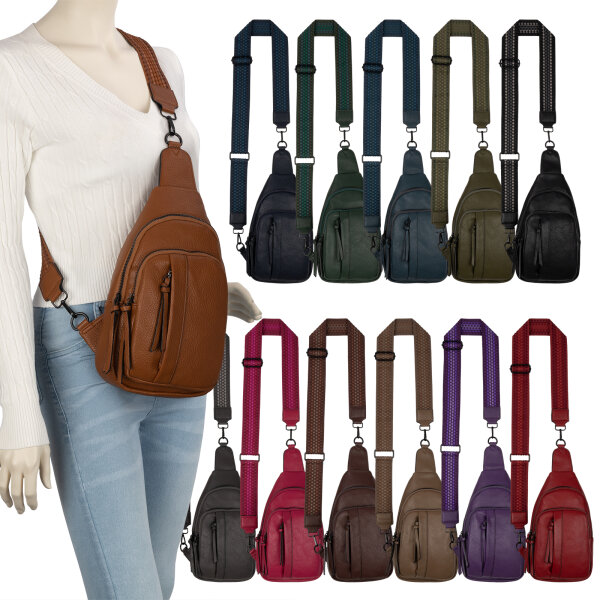 Brusttasche Umhängetasche Schultertasche Cross Body Bag Kunstleder Italy-Design