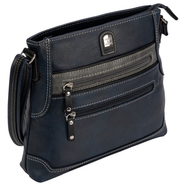 Damen Tasche Schultertasche Umhängetasche Crossover Bag Leder Optik Handtasche BLAU