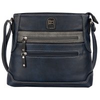 Damen Tasche Schultertasche Umhängetasche Crossover Bag Leder Optik Handtasche BLAU