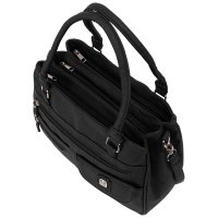 Damen Tasche Schultertasche Umhängetasche Crossover Bag Leder Optik Handtasche BLACK