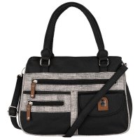 Damen Tasche Schultertasche Umhängetasche Crossover Bag Leder Optik Handtasche BLACK-GREY