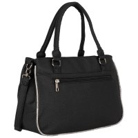 Damen Tasche Schultertasche Umhängetasche Crossover Bag Leder Optik Handtasche BLACK-GREY