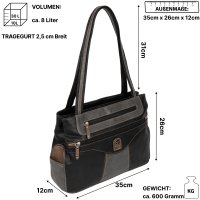 Damen Tasche Schultertasche Shopper Henkeltasche Handtasche Leder Optik