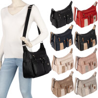 Damen Tasche Schultertasche Umhängetasche Crossover Bag Leder Optik Handtasche