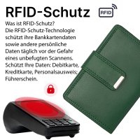 RFID Damen Geldbörse Portemonnaie Geldbeutel Damenbörse Rindleder Leder Grün