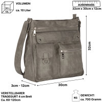 Jennifer Jones Damentasche Umhängetasche Handtasche Schultertasche GRAU