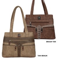 Damen Tasche Schultertasche Shopper Henkeltasche Handtasche Leder Optik