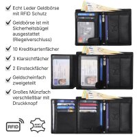 Leder Geldbörse Herren Portemonnaie RFID Hochformat Geldbeutel Echtleder