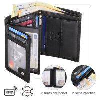 Leder Geldbörse Herren Portemonnaie RFID Hochformat Geldbeutel Echtleder