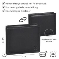 Leder Geldbörse Herren Portemonnaie RFID Querformat Geldbeutel Echtleder