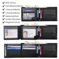 Leder Geldbörse Herren Portemonnaie RFID Querformat Geldbeutel Echtleder