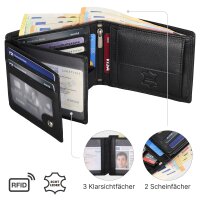 Leder Geldbörse Herren Portemonnaie RFID Querformat Geldbeutel Echtleder
