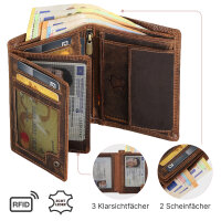Leder Geldbörse Herren Portemonnaie RFID Hochformat Geldbeutel Büffelleder