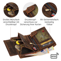 Leder Geldbörse Herren Portemonnaie RFID Hochformat Geldbeutel Büffelleder