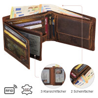 Leder Geldbörse Herren Portemonnaie RFID Querformat Geldbeutel Büffelleder