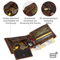 Leder Geldbörse Herren Portemonnaie RFID Querformat Geldbeutel Büffelleder