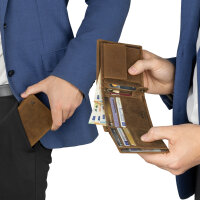 Leder Geldbörse Herren Portemonnaie RFID Querformat Geldbeutel Büffelleder