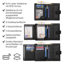 Leder Geldbörse Herren Portemonnaie RFID Hochformat Geldbeutel Echtleder