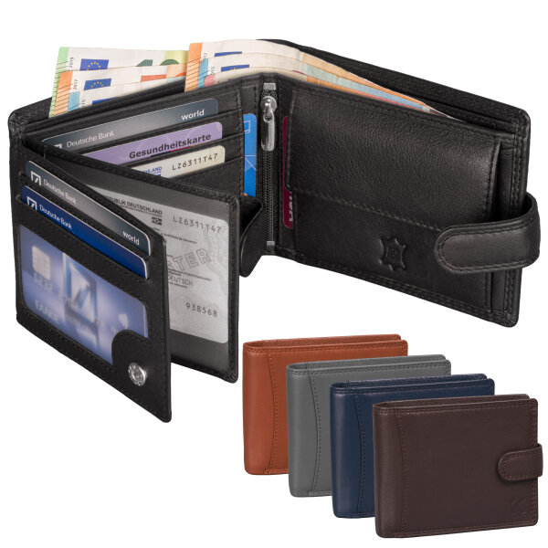 Leder Geldbörse Herren Portemonnaie RFID Querformat Geldbeutel Echtleder