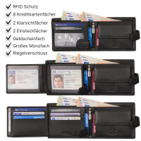 Leder Geldbörse Herren Portemonnaie RFID Querformat Geldbeutel Echtleder