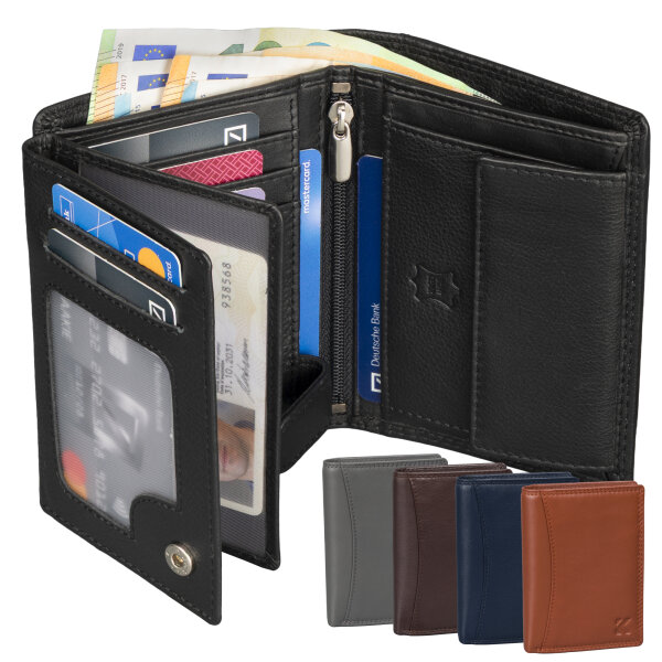 Leder Geldbörse Herren Portemonnaie RFID Hochformat Geldbeutel Echtleder