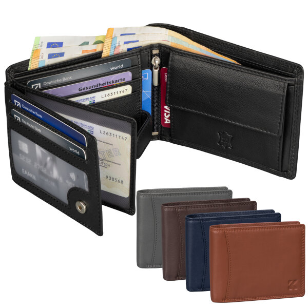 Leder Geldbörse Herren Portemonnaie RFID Querformat Geldbeutel Echtleder