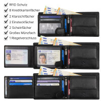 Leder Geldbörse Herren Portemonnaie RFID Querformat Geldbeutel Echtleder