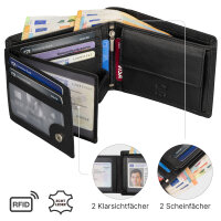 Leder Geldbörse Herren Portemonnaie RFID Querformat Geldbeutel Echtleder