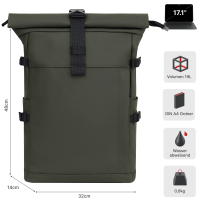 Cityrucksack RollTop Rucksack Freizeitrucksack Herren Damen Wasserabweisend