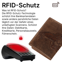 RFID Büffel Echt Leder Geldbörse Portemonnaie Herren mit geprägtem Motiv Hochformat Adler