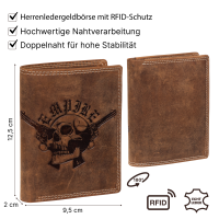 RFID Büffel Echt Leder Geldbörse Portemonnaie Herren mit geprägtem Motiv Hochformat Empire