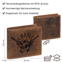RFID Büffel Echt Leder Geldbörse Portemonnaie Herren mit geprägtem Motiv Querformat Empire