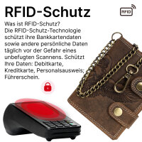 Leder Geldbörse Herren RFID Portemonnaie Echtleder Prägung mit Kette