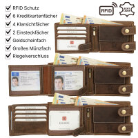 Leder Geldbörse Herren RFID Portemonnaie Echtleder Prägung mit Kette