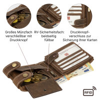 Leder Geldbörse Herren RFID Portemonnaie Echtleder Prägung mit Kette
